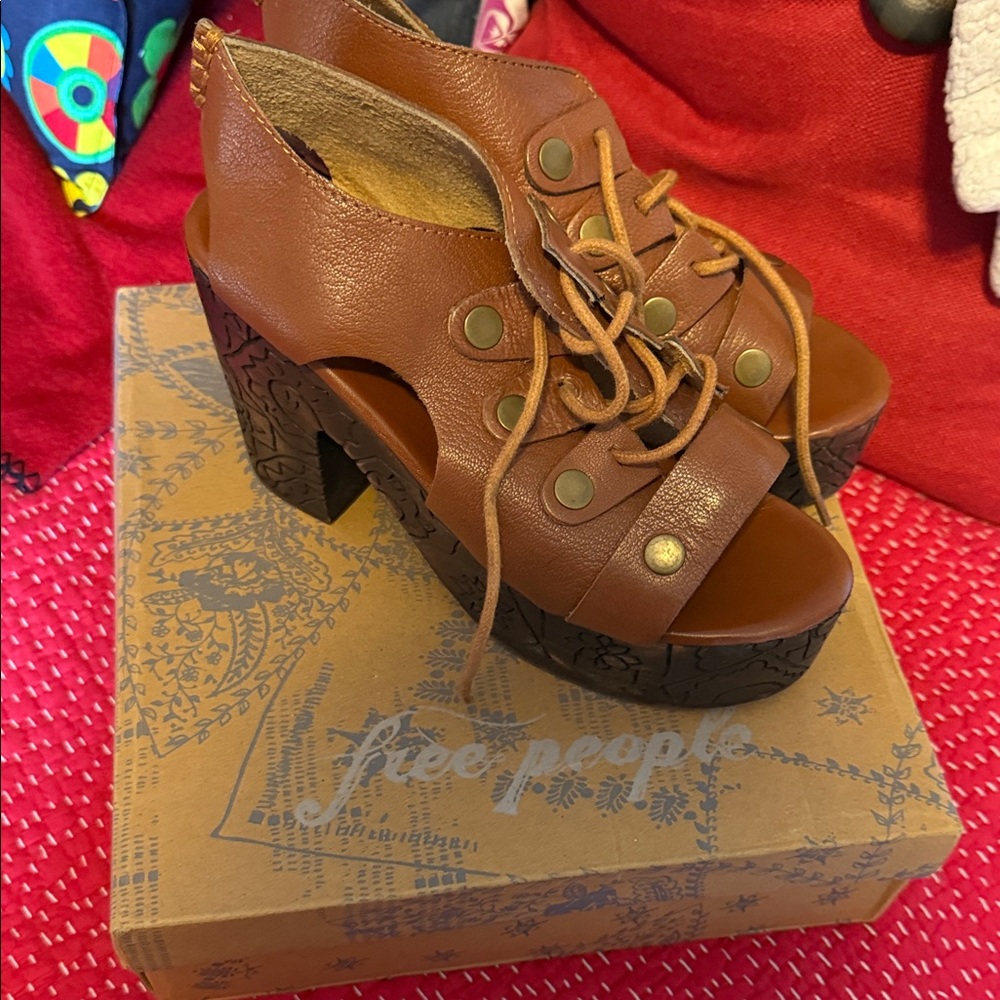 Free People Tan Platform Sandals